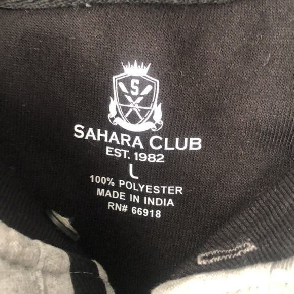 Sahara Club Men’s L Black And Gray Long Sleeve Pull Over sweatshirt buttons - Picture 3 of 5